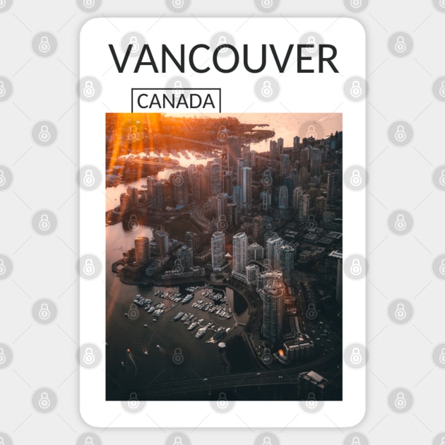 Vancouver British Columbia Canada Skyline Cityscape Gift for Canadian Canada Day Present Souvenir T-shirt Hoodie Apparel Mug Notebook Tote Pillow Sticker Magnet Sticker by Mr. Travel Joy